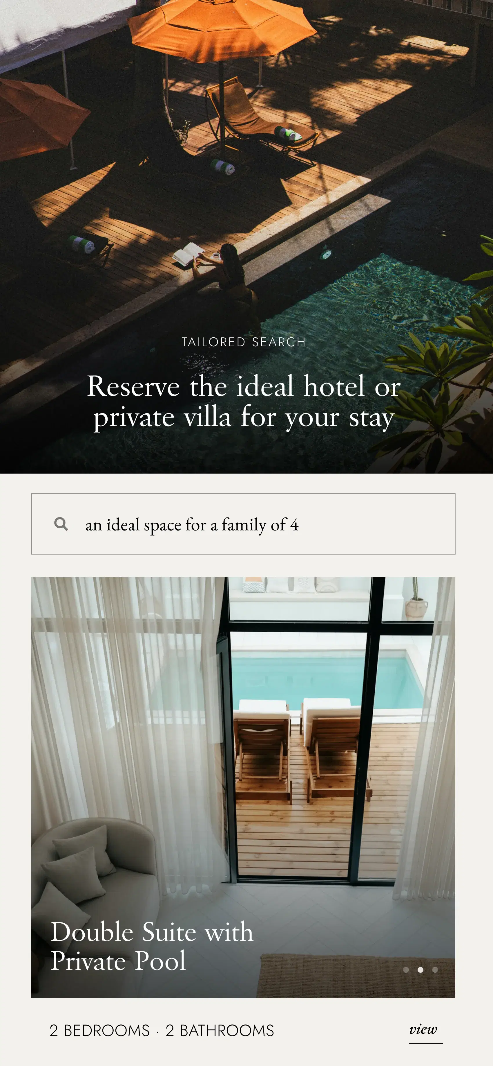 Tailored villa search on mobile